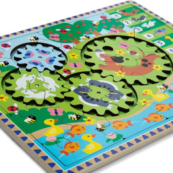NewMelissa & Doug Wooden Animal Chase Jigsaw Spinning Gear Puzzle – 24 Pieces ) - Picture 4 of 9